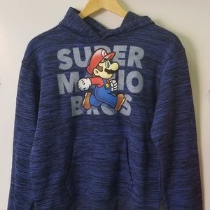 Hooded sweatshirt,  Super Mario Bros., blue, brand